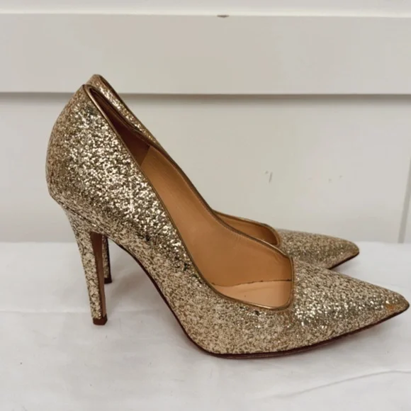 kate spade Gold Glitter Pointed Toe Pumps - Picture 2 of 3